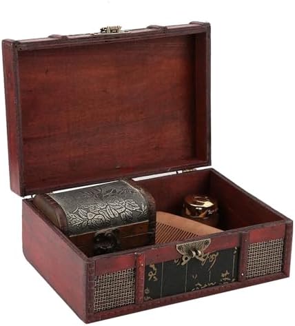 9.1x6.3x3.9 in Vintage Box Treasure Wooden Box Jewelry Boxes | Chinese Vintage Box for Storing Books Bibles Documents Jewelry