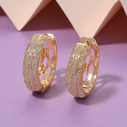 Cubic Zirconia Hoop Earrings in Goldtone