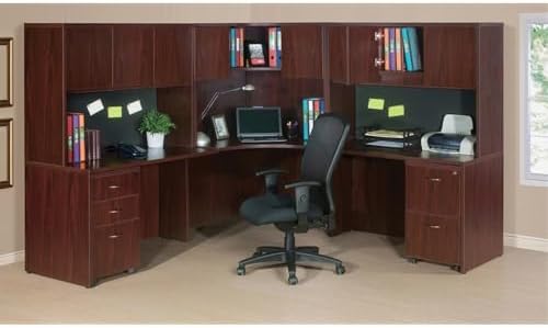 Lorell Hutch with Doors, 66 by 15 by 36-Inch, Mahogany
