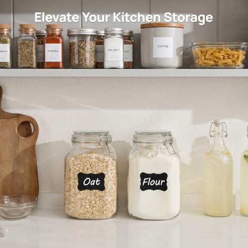 Vtopmart 78oz Glass Food Storage Jars with Airtight Clamp Lids, 3 Pack