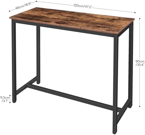 HOOBRO Bar Table, Rectangular Pub Table, 47.2" Counter Height Bar Table, Industrial Bar Height Table, Dining Table for Kitchen, Living Room