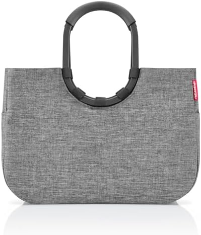 reisenthel Loopshopper L Frame Shoulder Bag Tote, Oversized Handbag for Shopping, Travel, and Commuting, Water-repellent, Twist Silver