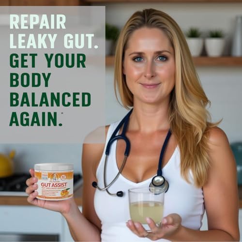 Gut Assist Leaky Gut Support Powder | 40-Servings with L-Glutamine, Arabinogalactan, Licorice Extract
