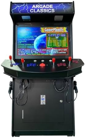 4 Player Games 4600 Games 32 inch Screen Black Full Size Commercial Grade Upright Standup Arcade Machine with 2 Game Guns Included