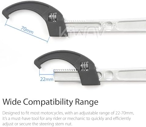 KiWAV Adjustable Steering Stem Wrench 22-75MM – Universal 2-in-1 Spanner with 3/8 Torque Wrench Drive Cutout – Durable Alloy Steel