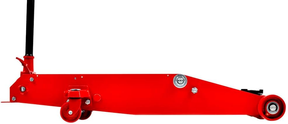 AFF 10 Ton Air Hydraulic Long Chassis Jack - for Long Overhang Vehicles | 10 T Floor Jack with Foot Pump & 3-Position Lock Handle - Ideal for Repair Shops, Bus & Truck Fleets, Heavy Duty Equipment