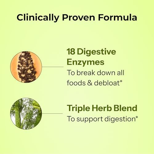 HUM Flatter Me Digestive Enzymes, Digestion & Bloating Support, 60 Count | 18 Digestive Enzymes, Ginger, Peppermint & Fennel, Women & Men, Vegan, Non-GMO, 60 Capsules