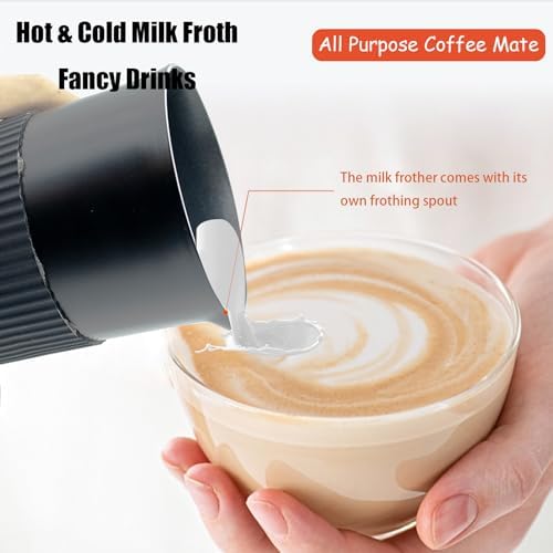 Espresso Maker with Milk Frother Electric Moka Pot 2-in-1 Espress Machine Aluminium One-Touch Operation Milk Froth Fine and Dense White 110V