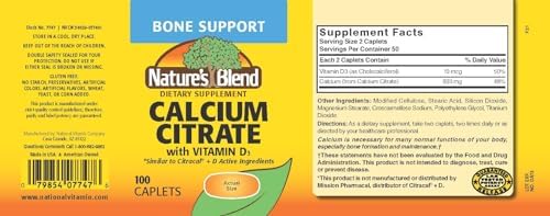 Nature's Blend Calcium Citrate with D3 100 Cplts