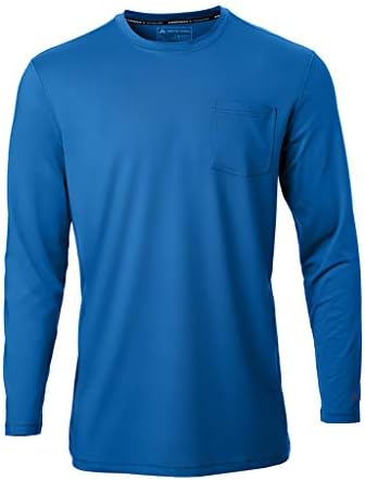 Arctic Cool Men’s Crew Neck Instant Cooling Pocket Workwear Moisture Wicking Performance UPF 50+ Sun Protection Long Sleeve Shirt | Lightweight