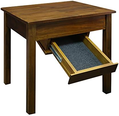 Casual Home 615-15 Kennedy End Table with Concealed Drawer, Concealment Furniture, Warm Brown