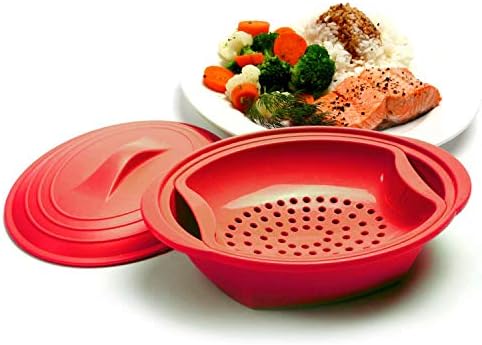 Norpro, Red Silicone Steamer with Insert, 32 oz