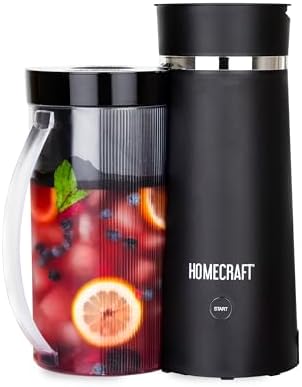 Homecraft 3-Quart Iced Coffee and Tea Maker with Filter Basket, Flavor Enhancer, Adjustable Brew Strength, Black