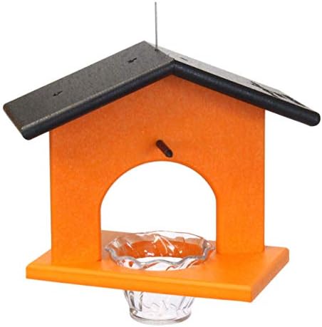 Oriole Bird Feeder, Poly Lumber Hanging Oriole Jelly Feeder (Black/Orange)
