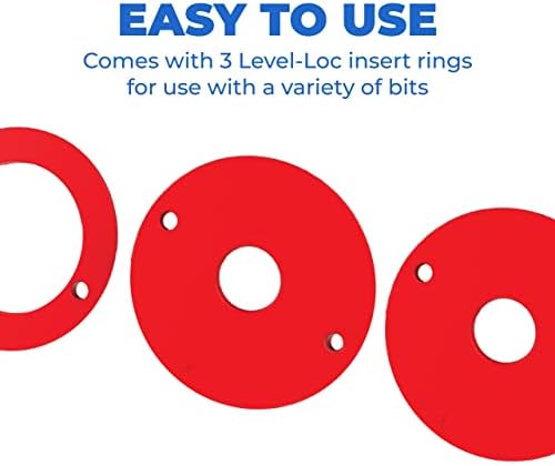Kreg Precision Router Table Insert Plate - Predrilled for Porter Cable 690 890 and Bosch 1617 Routers - Level-Loc Rings - PRS4036