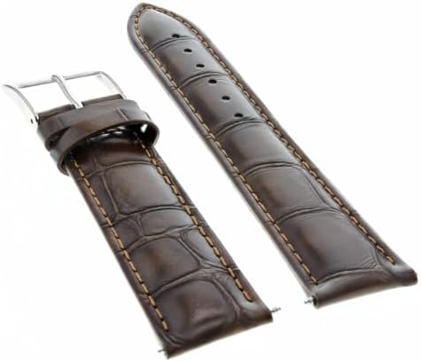 Ewatchparts 19mm Dark Brown Leather Watch Band Replacement Watch Strap Silver Buckle Compatible With Invicta Pro Diver Russian