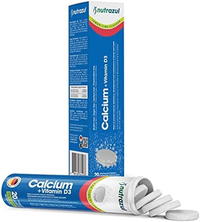 Nutrazul Calcium + Vitamin D3 Effervescent Tablets, for Bone Health Maintenance, 500 mg Calcium and 2.5 mcg Vitamin D3