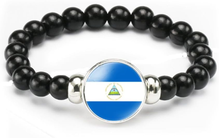 vmcoatdu National Flag Bracelet Elastic Rope Beaded Bracelet Support Your Country Travel Souvenir Gifts for Men Women
