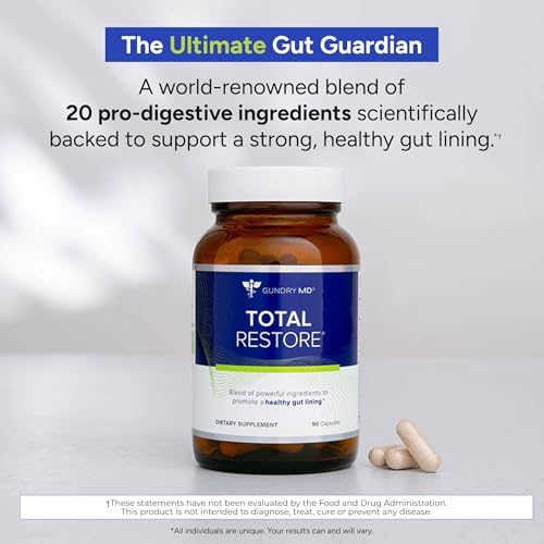 Gundry MD® Total Restore Gut Lining & Digestive Support, 30 Servings | 20 Gut Health Supporting Ingredients, Keto Friendly, Sugar & Artificial Sweetener Free, Active Lifestyle Support