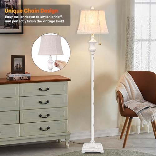 TOBUSA Traditional Floor Lamp, Standing Lamp with Bronze Fabric Shade