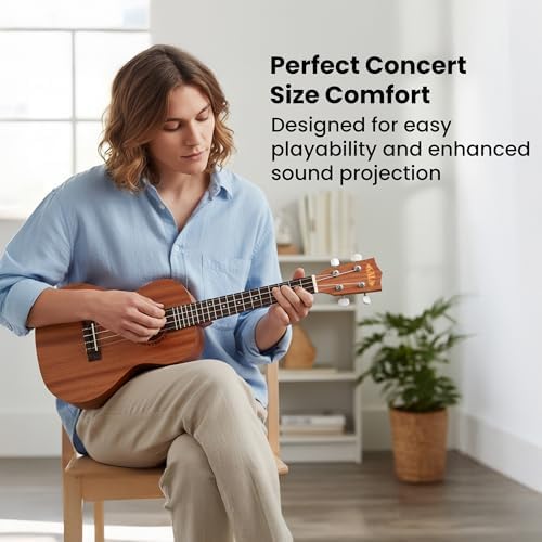 Kala KA-15C Satin Mahogany Concert Ukulele Bundle with Gig Bag, Tuner, Strap, Strings, Austin Bazaar Instructional DVD, and Polishing Cloth