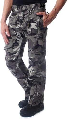 CRYSULLY Mens Tactical Cargo Pants Ripstop Cotton Military Hiking Work