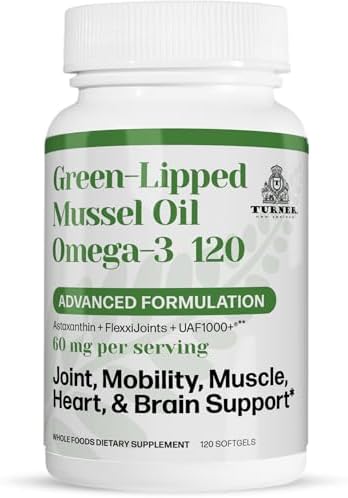 TURNER Omega-3 New Zealand Green Lipped Mussel Oil, 53x Higher Potency with UAF1000+ Super Antioxidant for Superior Joint Comfort & Mobility