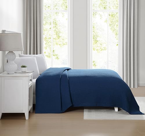 Grand Hotel Lightweight Full/Queen Blanket, 100% Cotton, Pearl Blue | All-natural yarn-dyed mercerized cotton is exceptionally durable, breathable and soft