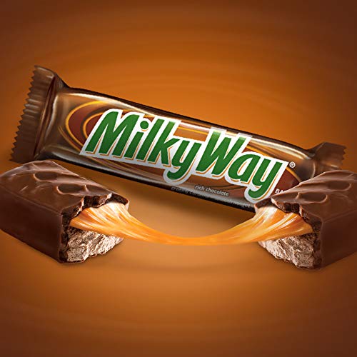 MILKY WAY Milk Chocolate Caramel Candy Bars, Full Size, Bulk Box, 36 ct | Caramel and nougat in milk chocolate bars, individually wrapped for sharing, party favors, movie nights, gift bag, baking