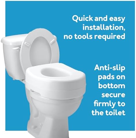 Carex Toilet Seat Riser, Adds 5 Inches of Height, Elevated and Raised Toilet Seat with 300 lbs Capacity, Standard Riser for Elderly and Handicap