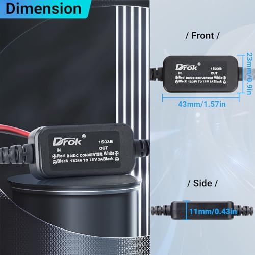 DROK 12V to 6V Step Down Converter, DC 11-32V to 6V 3A Buck Converter, 24V 12V DC Power Supply Voltage Regulator for Vehicle Car Truck RV Solar Panels