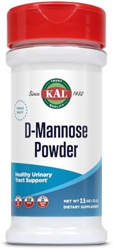 KAL D Mannose Powder 1600 mg, Easy-to-Mix, Fast-Dissolving D-Mannose - Urinary Tract Health and Bladder Support - Unflavored Powder, Non-GMO, Vegan