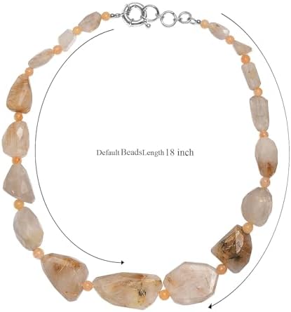 Yellow Aventurine Golden Rutilated Quartz Beaded Necklace Platinum Over 18"
