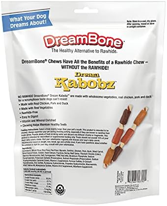 DreamBone Kabobz Rawhide-Free Dog Treats With Real Protein, 18 Count | Daily Chew, Digests Safely and Completely, Made With Real Chicken, Duck, Pork and Veggies, For Adult Dogs