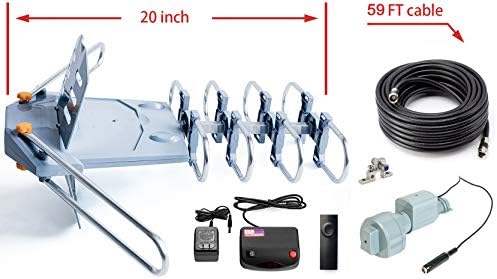 PBD Outdoor Digital Amplified HDTV Antenna, 150 Mile Motorized 360 Degree Rotation, Wireless Remote Control, 59FT RG6 Coax Cable