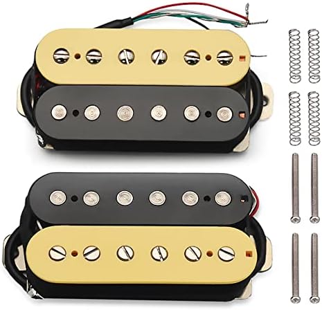 SAPHUE Alnico 5 Humbucker Pickup Double Coil Electric Guitar Pickups Set with Neck and Bridge with Prewired and Screws Parts Accessories Kit Black