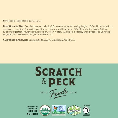Scratch and Peck Feeds | Oyster Shell Chickens & Ducks | 4 lb Pouch | Essential Calcium Supplement for Eggshell Strength and Hen Health, All Natural, Sustainably Sourced