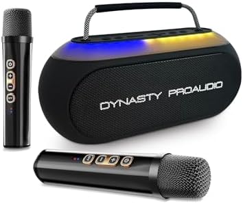 Dynasty ProAudio SB-230 Portable Bluetooth Speaker/Karaoke Machine with Two Wireless Microphones, Waterproof, Supports for USB, AUX, TF-Card