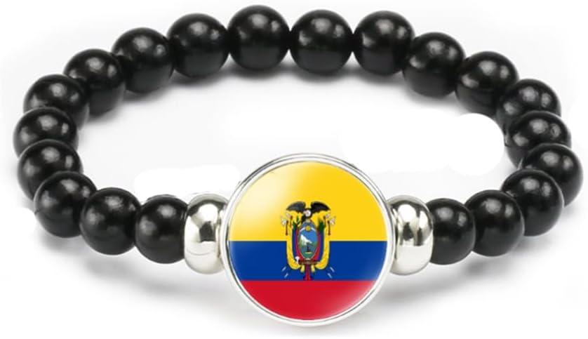 vmcoatdu National Flag Bracelet Elastic Rope Beaded Bracelet Support Your Country Travel Souvenir Gifts for Men Women