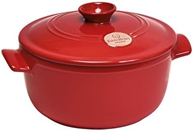 Emile Henry Flame Round Stewpot Dutch Oven, 5.5 Quart, Burgundy