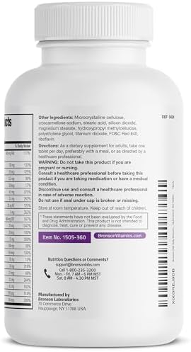 Bronson ONE Daily Women 50+ Complete Multivitamin Multimineral, 180 Tablets | Once-Daily, Targeted Nutrition For Active Women Over 50, Non-GMO, Gluten-Free, Soy-Free