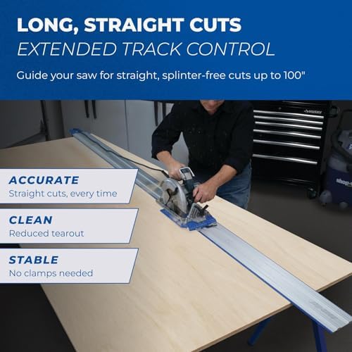Kreg KMA3700 Accu-Cut XL - Universal Track Saw Guide System - Cuts up to 100" Long - No Clamps Needed - Make Straight, Cross
