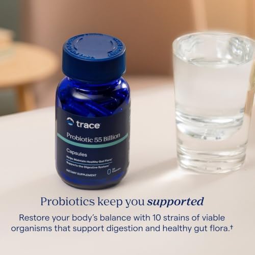 Trace Minerals Probiotic 55 Billion CFU, 30 Capsules | Multi-strain Lactobacillus and Bifidobacterium, enteric-coated delayed release, 1 daily capsule