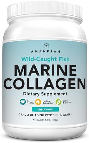 AMANDEAN Marine Collagen Peptides Powder, Wild-Caught Fish Collagen, 500g | Double-hydrolyzed wild-caught fish collagen, 50 servings, skin, hair