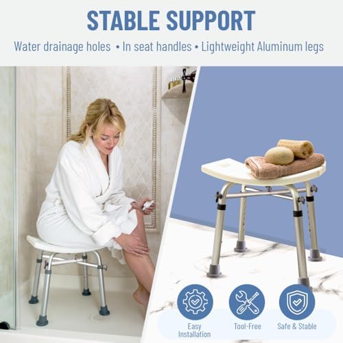 Dr Kays Shower Chair for Inside Shower, Bathroom Seat with Crossbars