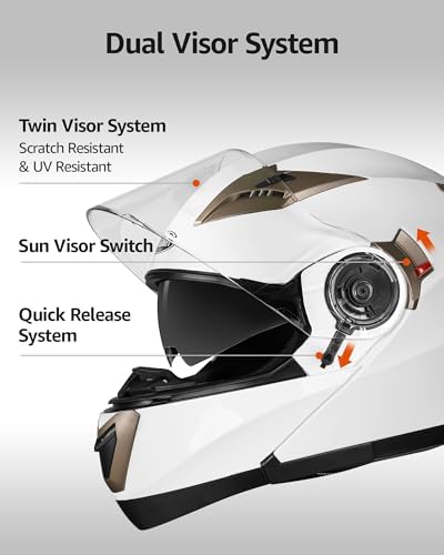 Motorcycle Modular Full Face Helmet DOT Approved - YEMA Helmet YM-925 Motorbike Casco Moto Moped Street Bike Racing Helmet with Sun Visor for Adult Youth Men and Women