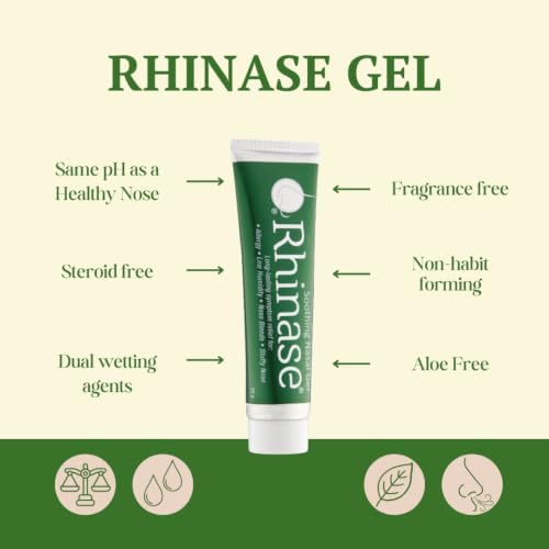 Rhinase Saline Nasal Gel (5 Pack) with 2 Wetting Agents and 2 Salts Allergy Relief Moisturizer - No Steroids no Aloe no Scent…