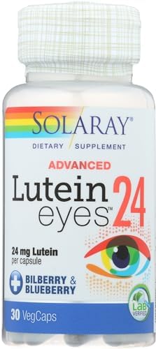 SOLARAY Advanced Lutein Eyes 24 mg, 30 VegCaps | Eye & Macular Health Support, Lutein, Zeaxanthin, Bilberry & Blueberry, 30 Servings