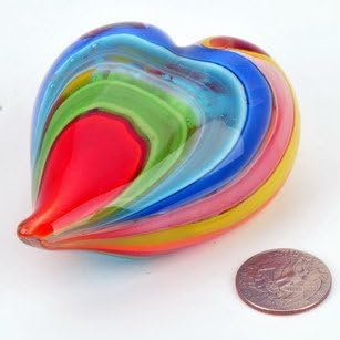 M Design Arted Glass Rainbow Layered Pattern Paperweight 01