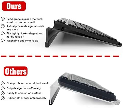 KOTEMON Acrylic Tilted Computer Keyboard Stand for Ergonomic Typing, Keyboard Tray Holder with Silicone Non-Slip Case, Black